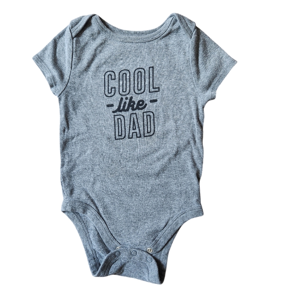 Jumping Beans Cool Like Dad Short Sleeve Bodysuit Size 12 months Gray/Black
